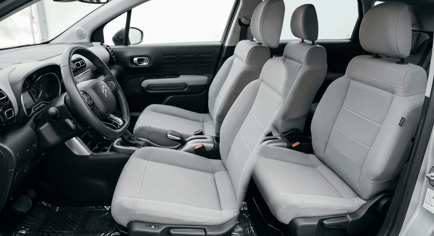 Sièges tissu Citroën C3 propres après shampouinage PBC