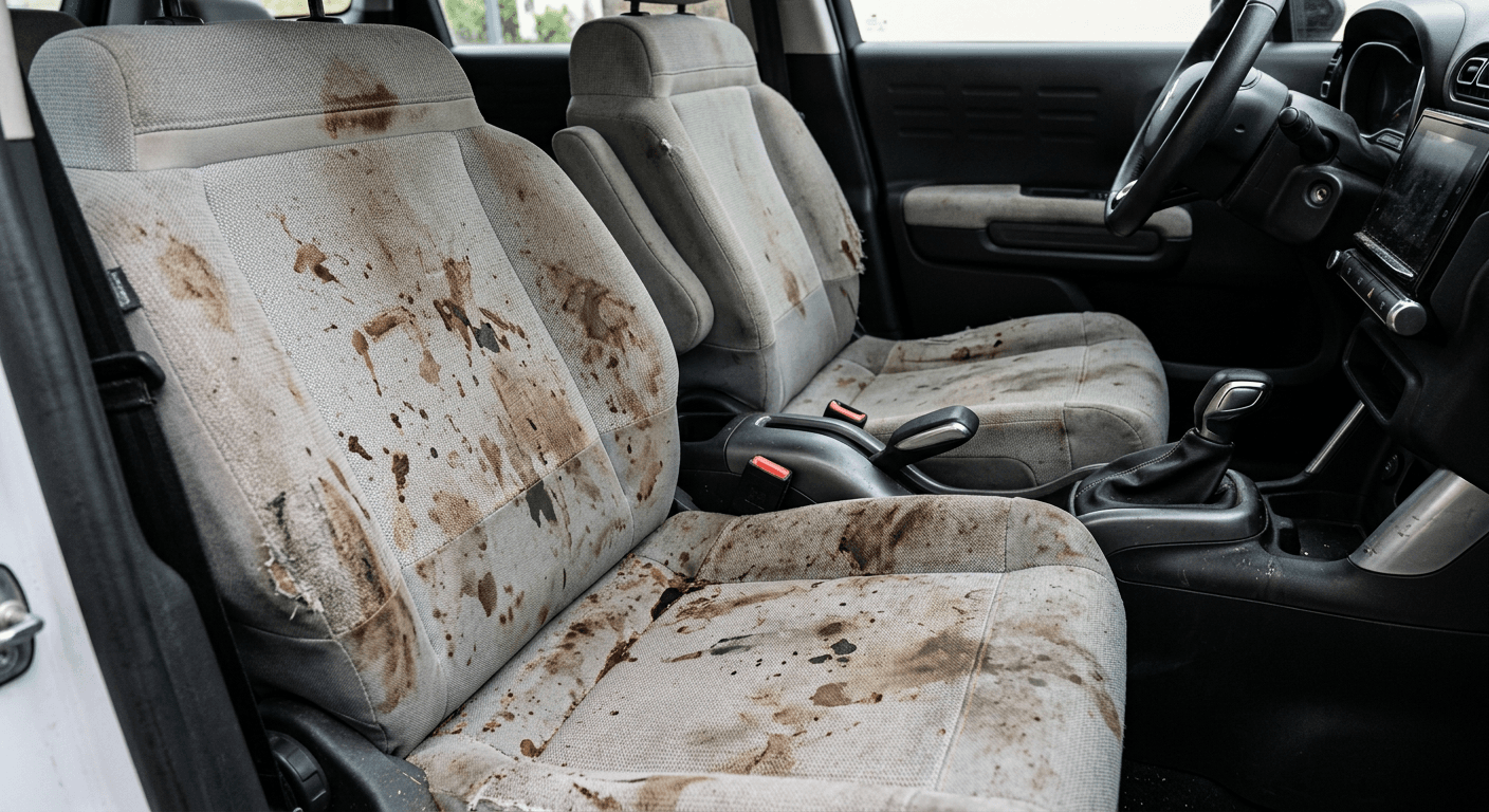 Sièges tissu Citroën C3 tachés avant nettoyage