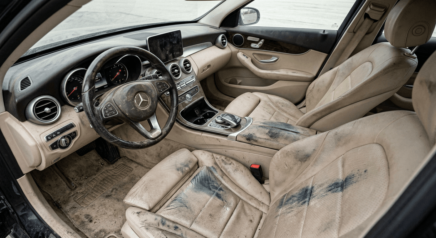 Intérieur cuir Mercedes Classe C avant rénovation