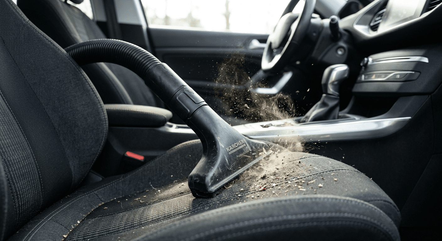 Aspiration professionnelle de sièges auto — formule ECO nettoyage automobile